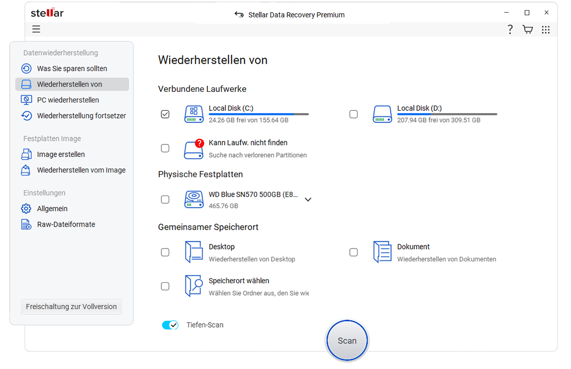 Wählen Sie Wiederherstellen von
